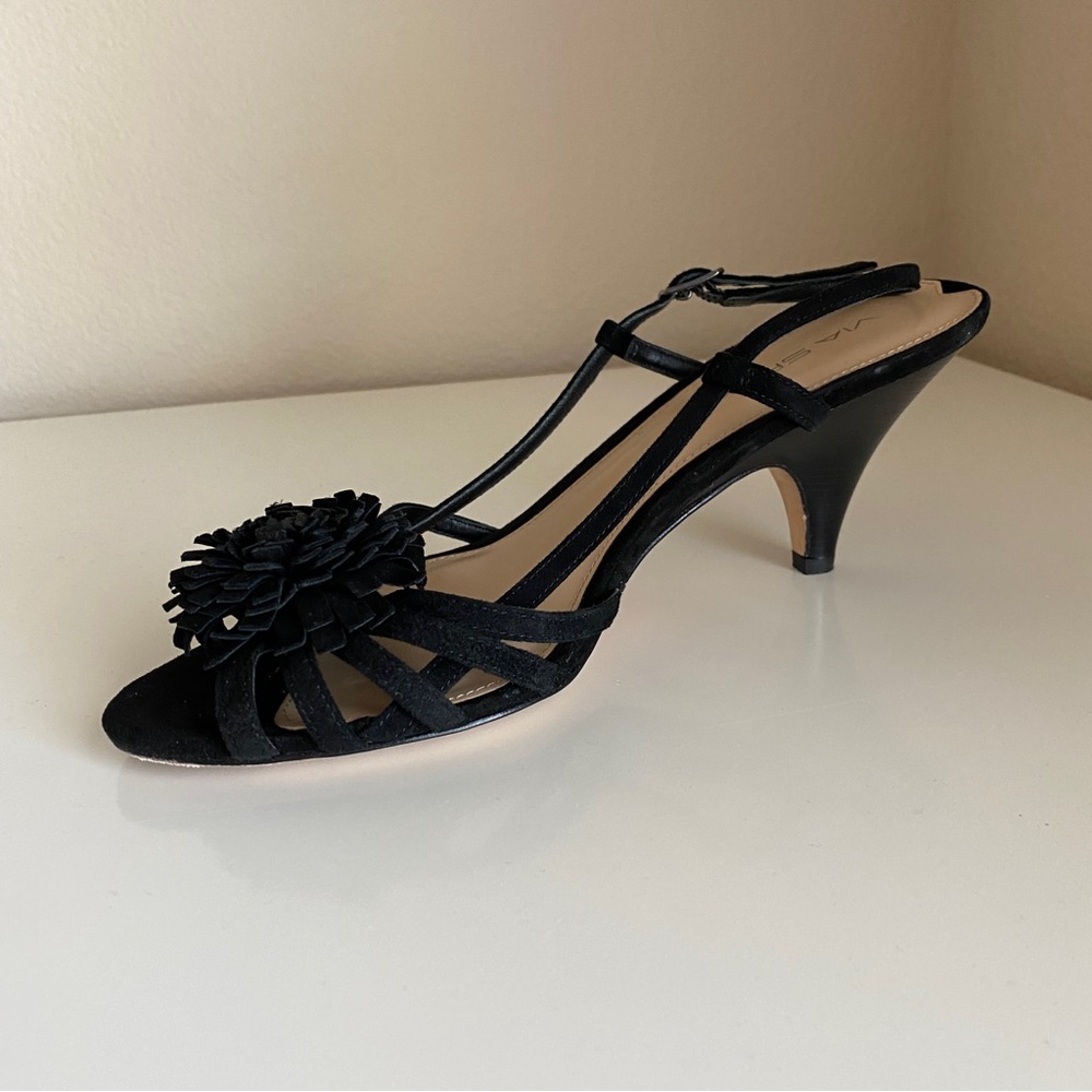 Preowned VIA SPIGA Heels Black Suede SZ 7 1/2